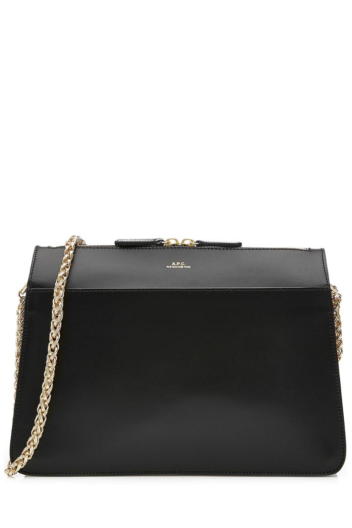 A.p.c. A.p.c. Leather Top Zip Satchel - Black