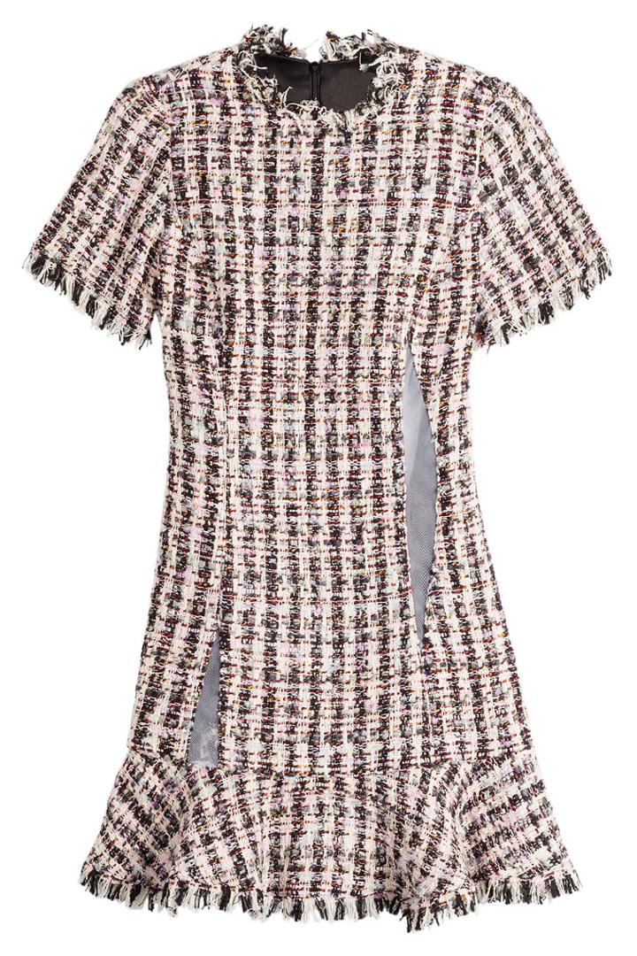 Sandy Liang Sandy Liang Tweed Dress With Mesh Inserts - Multicolor