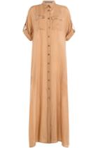 Alberta Ferretti Alberta Ferretti Silk Shirt Dress - Camel