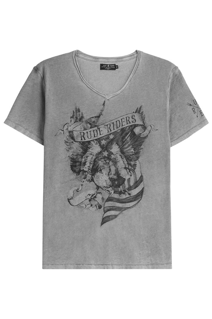 Rude Riders Rude Riders American Eagle Cotton T-shirt - Grey