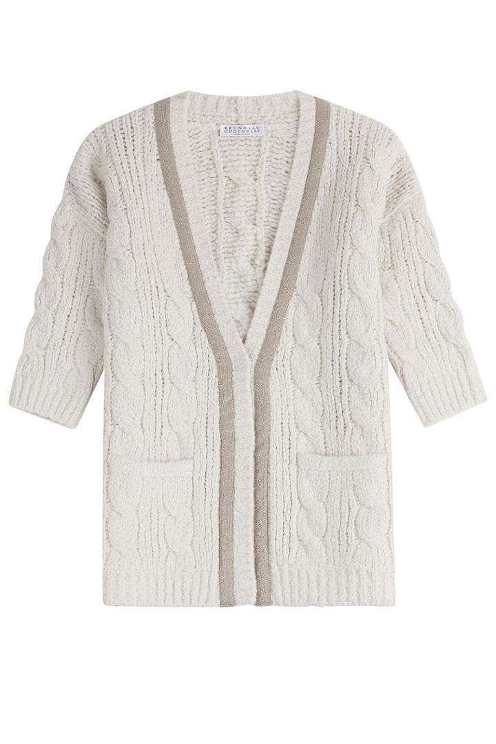 Brunello Cucinelli Brunello Cucinelli Cable Knit Short Sleeve Cardigan - White