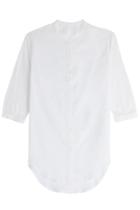 Majestic Majestic Cotton Blouse With High-low Hem - White
