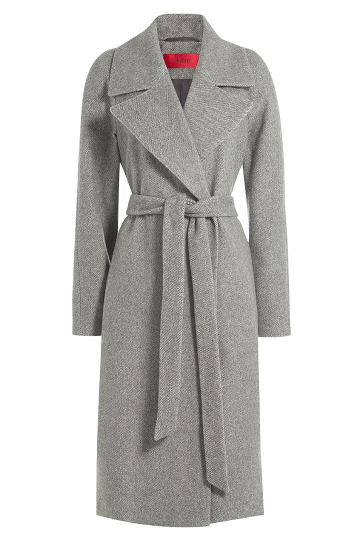 Hugo Hugo Belted Wool Coat - Grey