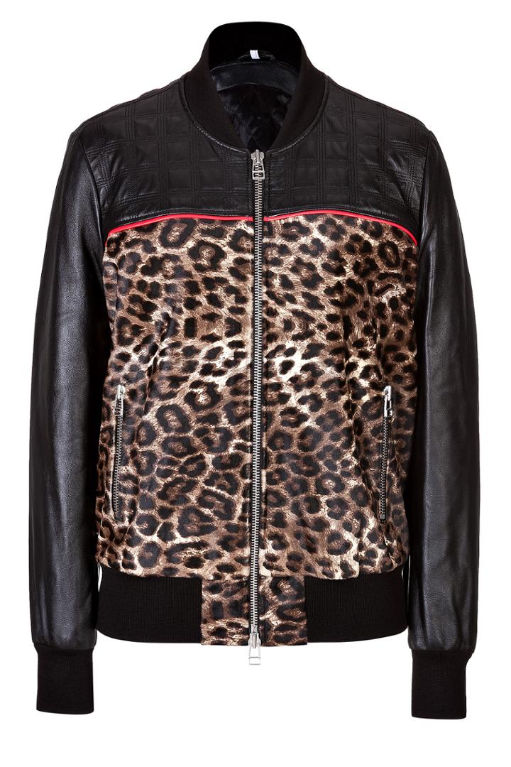 Faith Connexion Faith Connexion Leopard Print And Leather Baseball Jacket - Black