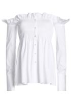 Victoria, Victoria Beckham Victoria, Victoria Beckham Off-the-shoulder Cotton Top - White