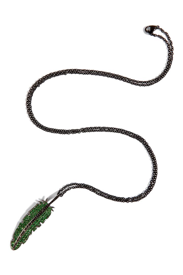 Nikos Koulis Nikos Koulis Black Rhodium Large Feather Necklace