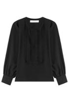 See By Chloé See By Chloé Crepe Top With Embroidered Lace Trim - Black
