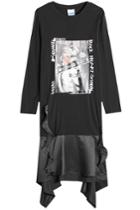Sjyp Sjyp Printed Cotton Dress With Satin Skirt