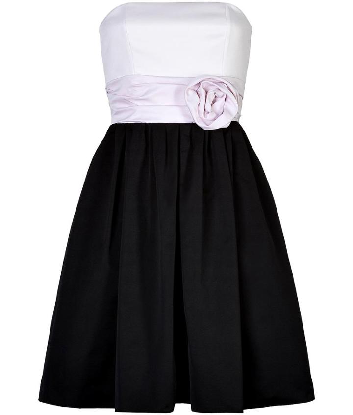 Paule Ka Strapless Dress With Rose Sash