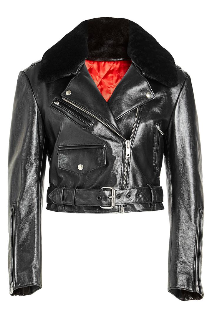 Calvin Klein 205w39nyc Calvin Klein 205w39nyc Leather Biker Jacket With Fur