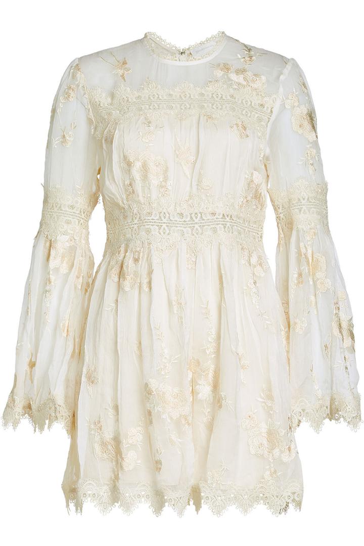 Zimmermann Zimmermann Embroidered Playsuit With Lace Details
