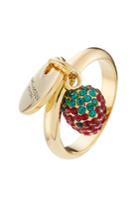 Marc Jacobs Marc Jacobs Logo Disc And Strawberry Charm Ring - Gold