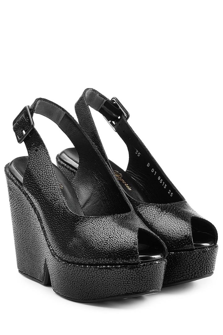 Robert Clergerie Robert Clergerie Textured Leather Platform Peep-toes