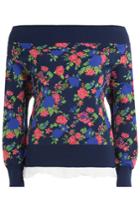 Msgm Msgm Printed Knit Pullover With Bardot Neckline - Multicolor
