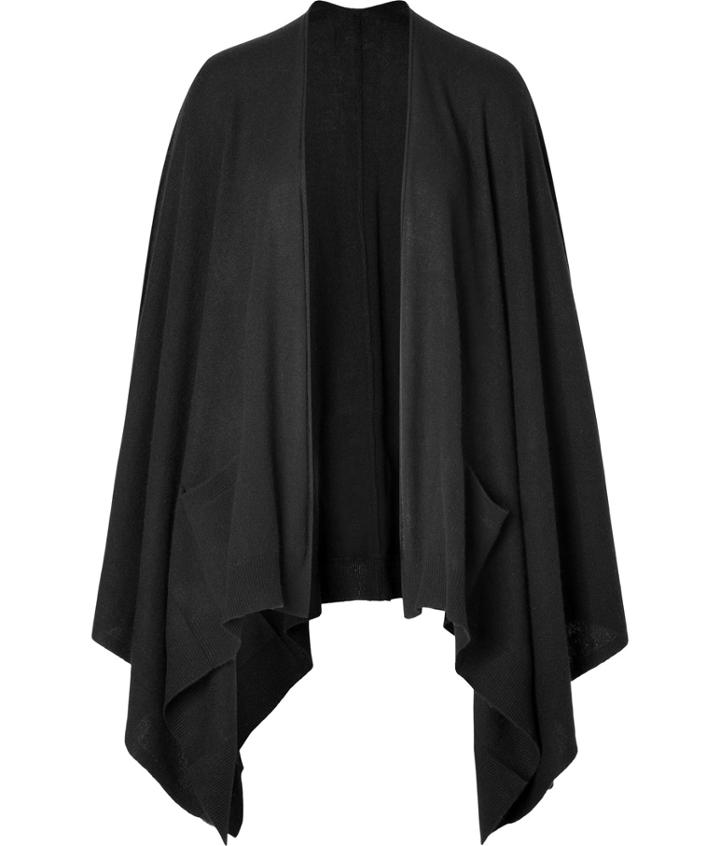 Closed Cashmere Poncho In Black