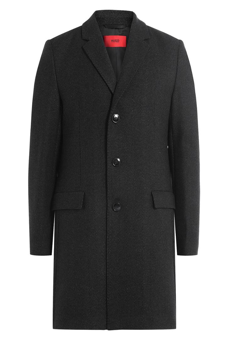 Hugo Hugo Virgin Wool Coat With Cashmere - Grey