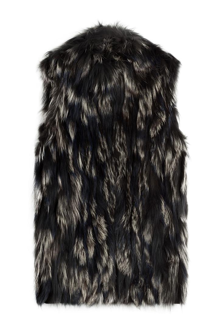 Diane Von Furstenberg Diane Von Furstenberg Silver Fox Fur Vest - Black