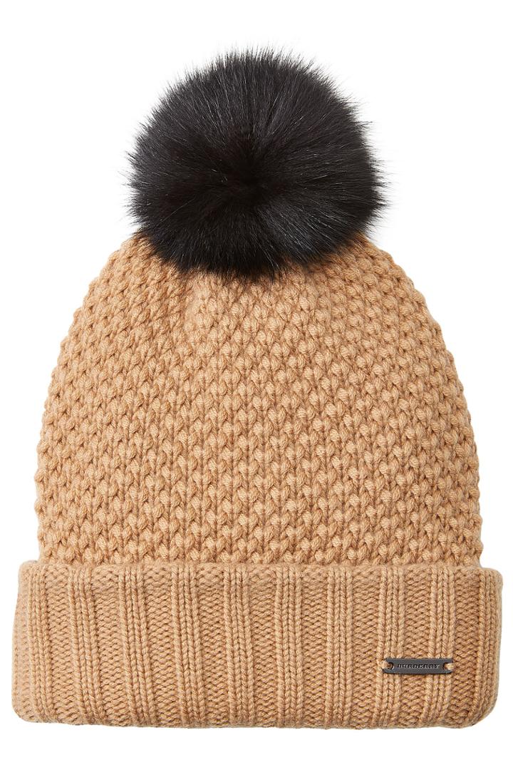 Burberry Shoes & Accessories Burberry Shoes & Accessories Wool-cashmere Hat With Fox Fur Pompom - Brown