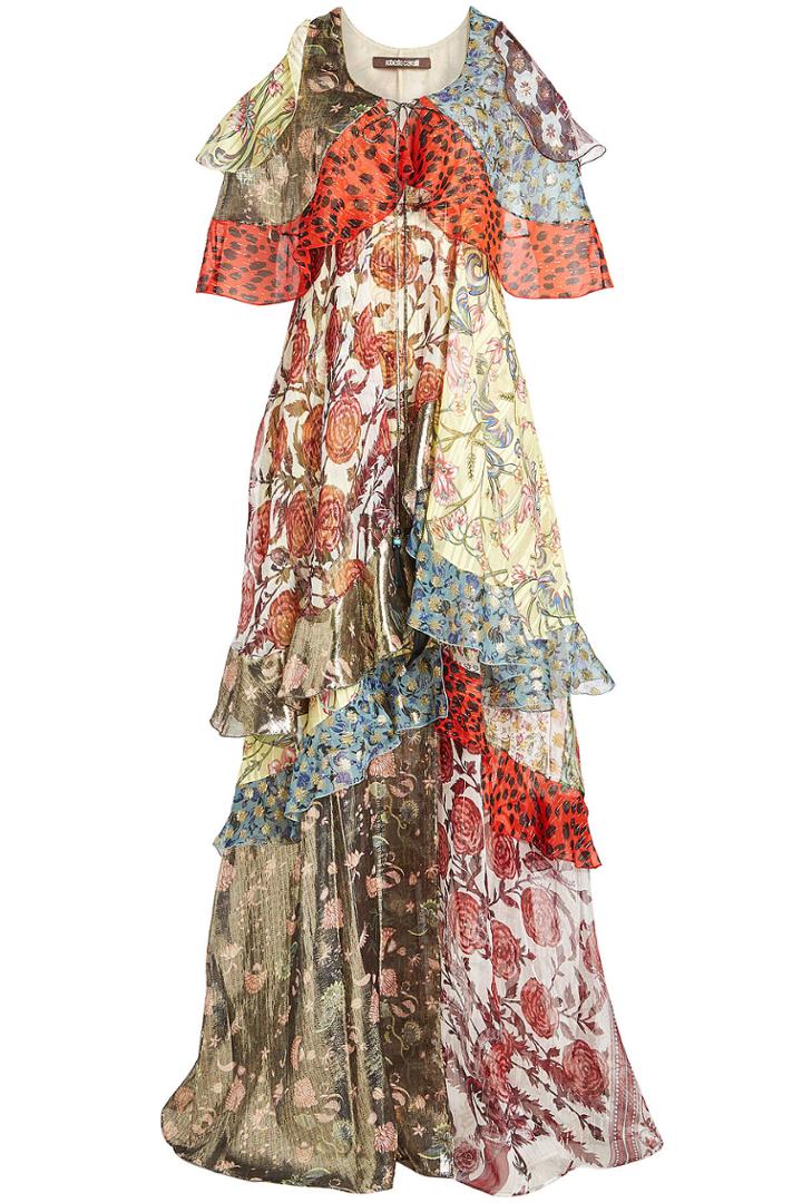 Roberto Cavalli Roberto Cavalli Printed Silk Chiffon Maxi Dress