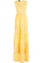 Rochas Rochas Pleated Silk Gown With Floral Applique