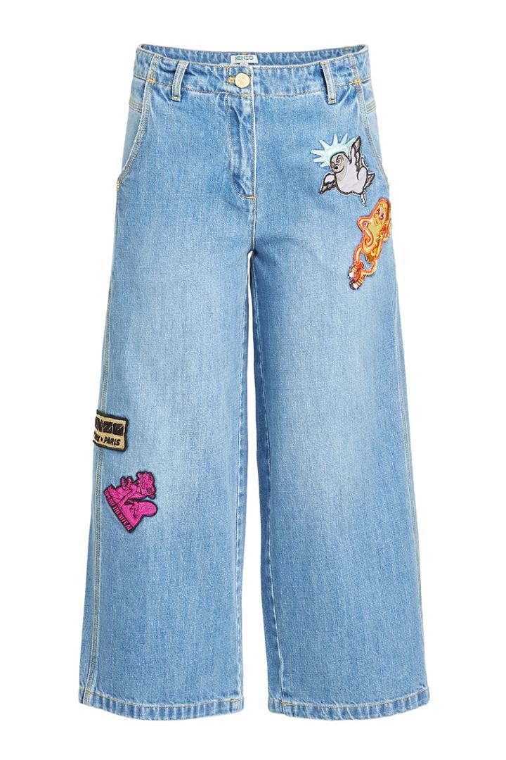 Kenzo Kenzo Cropped Wide-leg Jeans With Badges