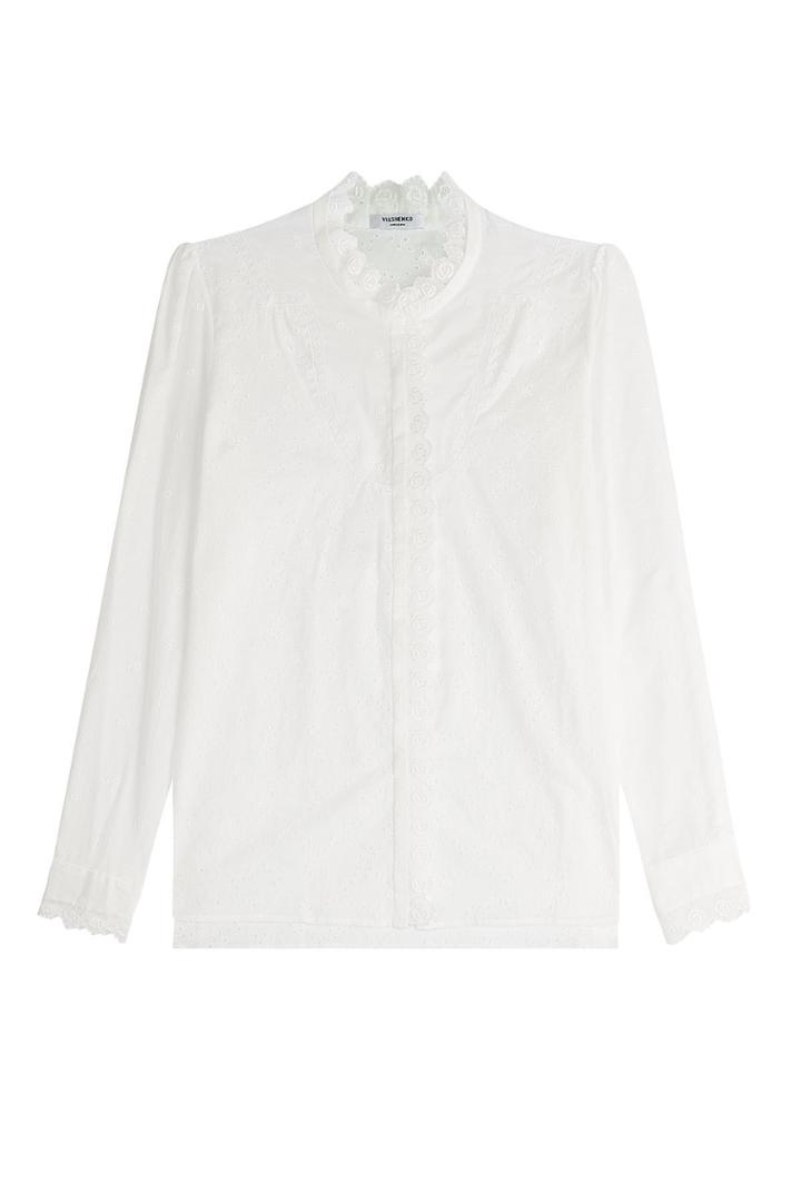 Vilshenko Vilshenko Cotton Blouse With Floral Lace Trim