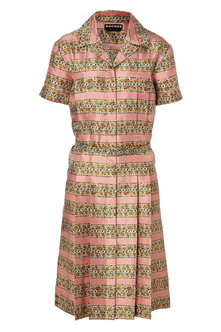 Rochas Rochas Silk Twill Crab Print Shirtdress - Multicolor