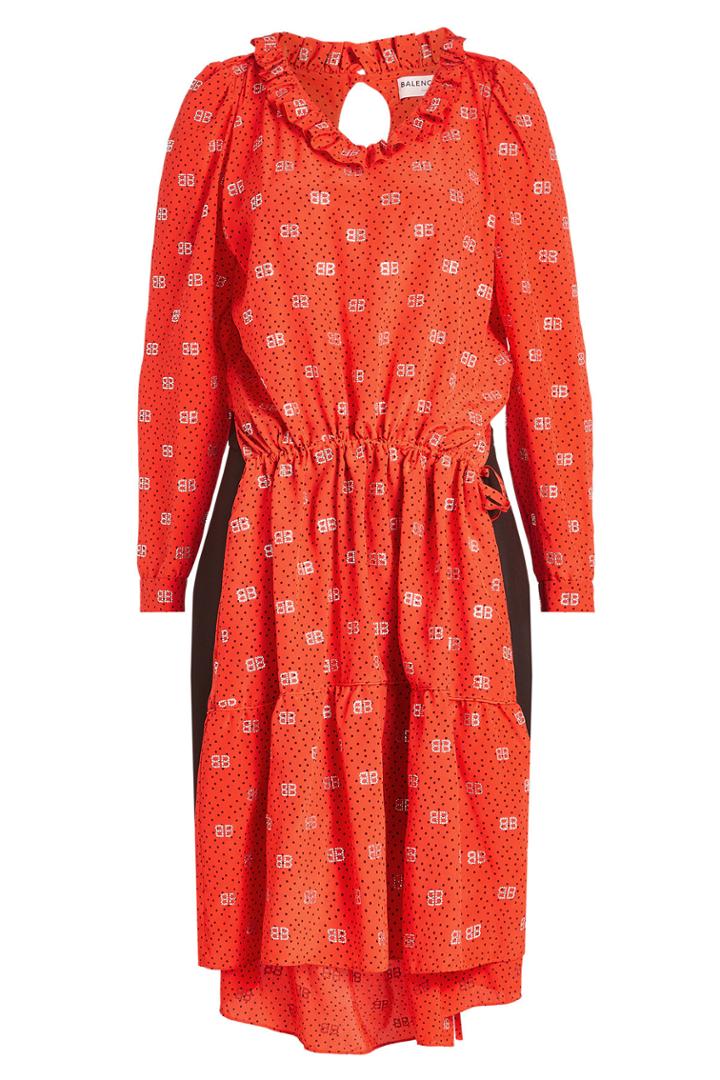 Balenciaga Balenciaga Hybrid Printed Silk Dress With Tailored Skirt