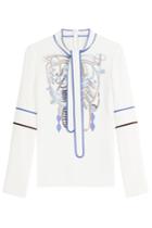 Peter Pilotto Peter Pilotto Cady Embroidered Tie Neck Top - White