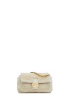 Fendi Fendi Micro Baguette Shearling Shoulder Bag - White
