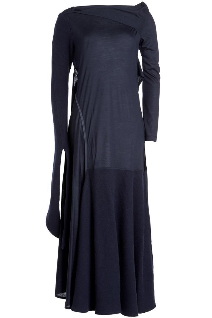 Victoria Beckham Victoria Beckham Asymmetric Virgin Wool Dress With Cashmere