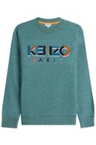 Kenzo Kenzo Cotton Sweatshirt With Textured Logo - Teal