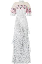 Peter Pilotto Peter Pilotto Embroidered Silk Maxi Dress With Lace - Multicolor