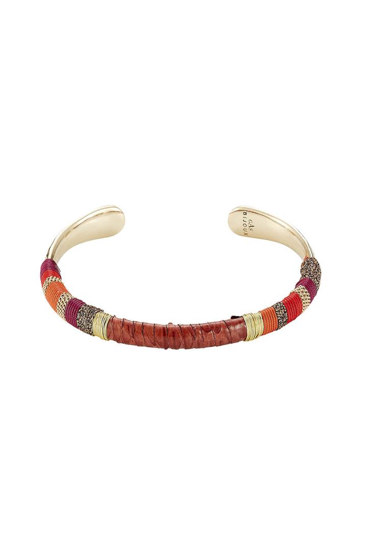 Gas Bijoux Gas Bijoux Massai Bangle With Snakeskin - Brown