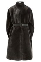 Nobi Talai Nobi Talai Lamb Fur Cape With Leather Belt