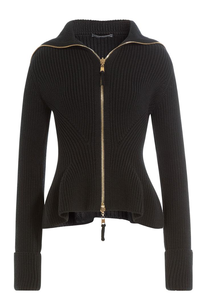 Alexander Mcqueen Alexander Mcqueen Zipped Wool Jacket With Peplum - Black