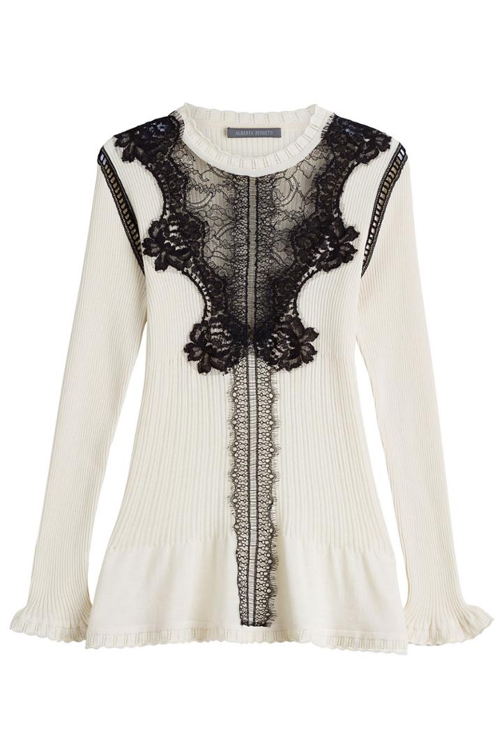 Alberta Ferretti Alberta Ferretti Virgin Wool Pullover With Lace