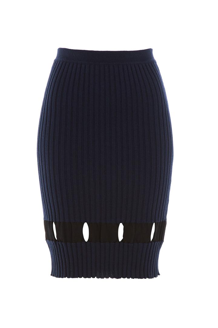 Alexander Wang Alexander Wang Ribbed Wool Skirt With Cut-out Detail - Blue