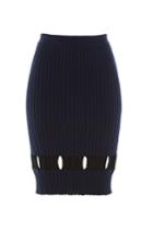 Alexander Wang Alexander Wang Ribbed Wool Skirt With Cut-out Detail - Blue