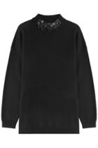 Dkny Dkny Wool Pullover With Embellished Neckline - Black