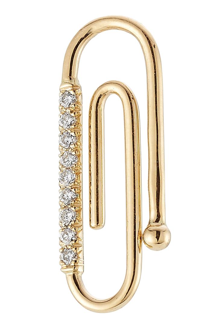 Aurélie Bidermann Aurélie Bidermann 18kt Yellow Gold Paper Clip Pendant With White Diamonds