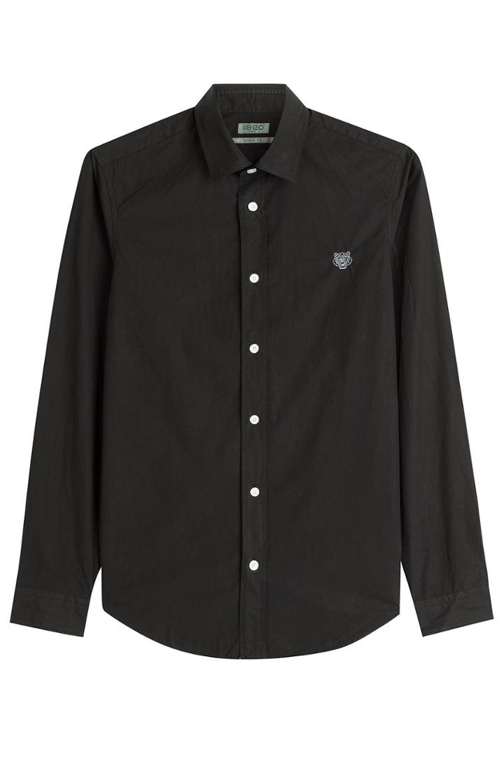 Kenzo Kenzo Cotton Shirt With Embroidered Tiger - Black