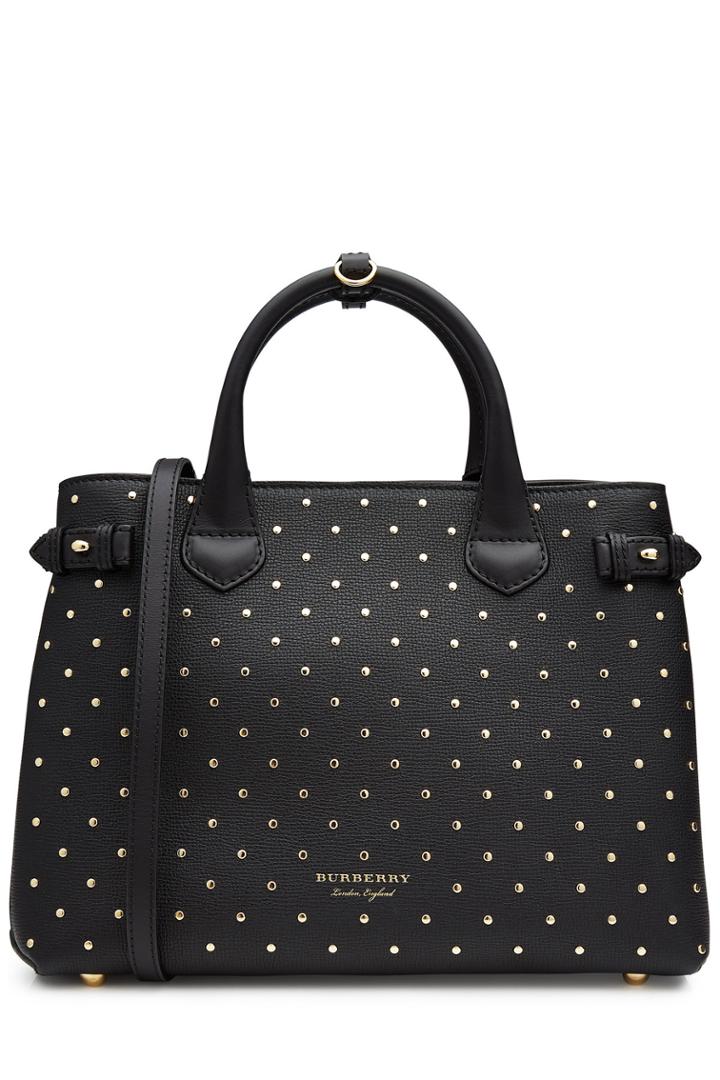 Burberry Shoes & Accessories Burberry Shoes & Accessories Medium Banner Leather Tote With Studs - Black