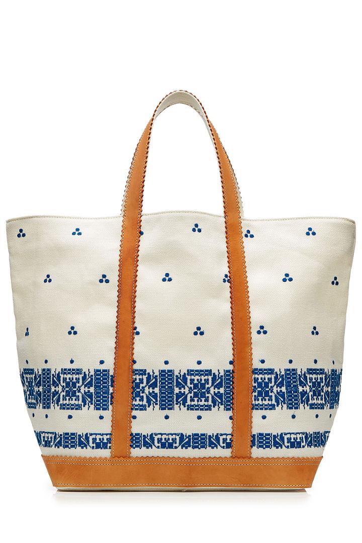 Vanessa Bruno Vanessa Bruno Embroidered Linen Tote - White