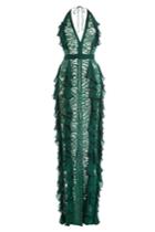 Balmain Balmain Lace Dress With Ruffles - Green