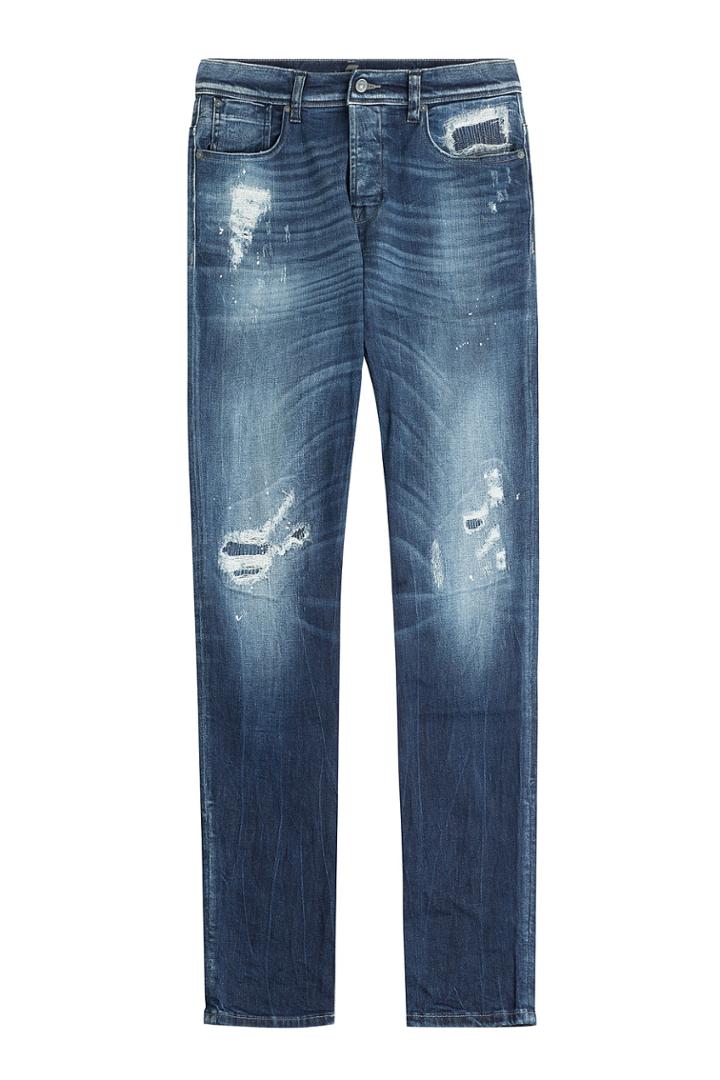 Seven For All Mankind Seven For All Mankind Distressed Straight Leg Jeans - Blue