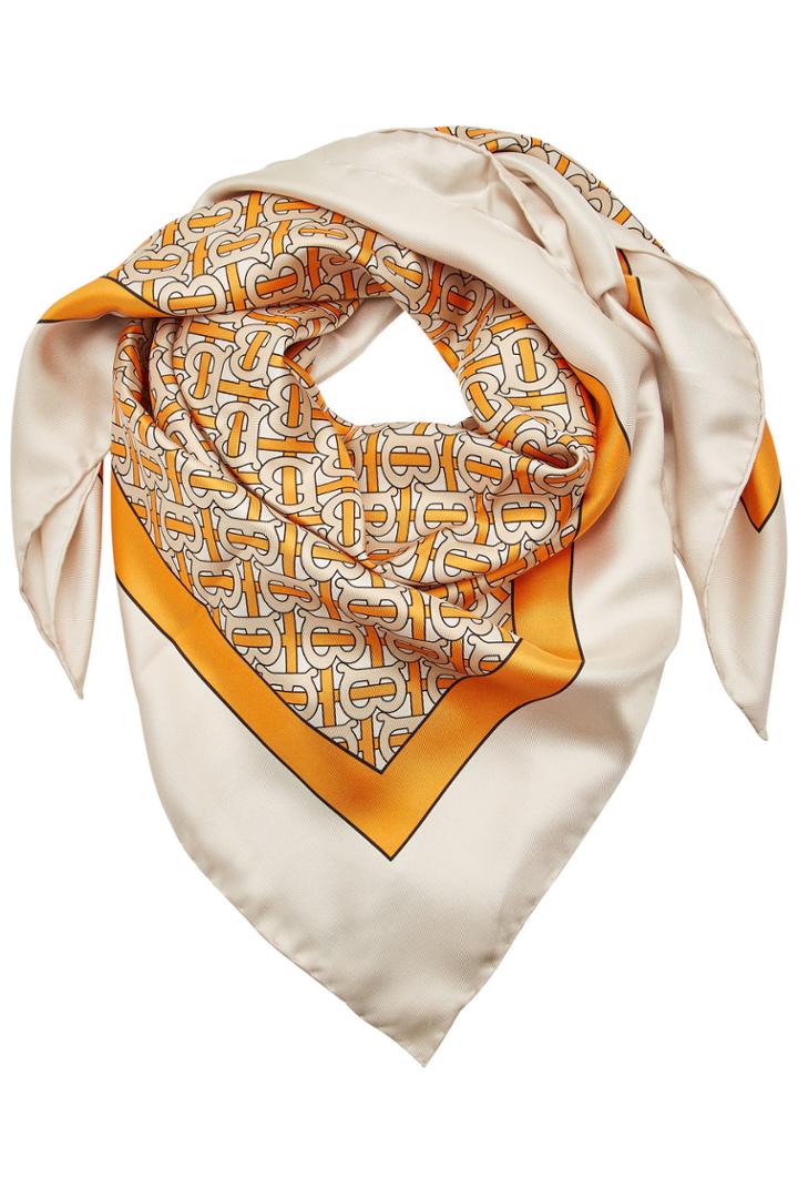 Burberry Burberry Monogram Print Silk Square Scarf
