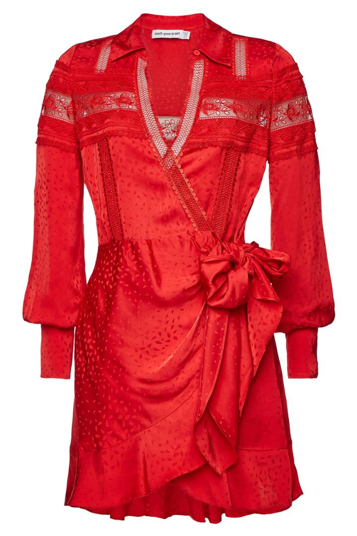 Self-portrait Self-portrait Wrap Dress With Lace