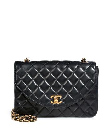 Chanel Vintage Jewelry Quilted Leather Round Flap Bag In Black