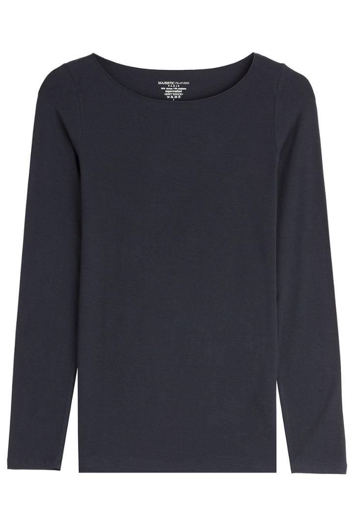 Majestic Majestic Viscose Long Sleeve T-shirt - Blue